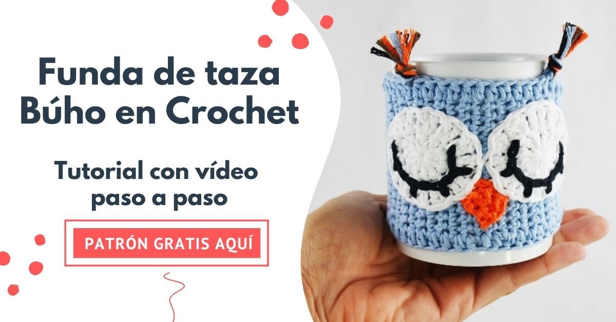 funda de taza búho en crochet