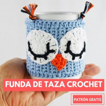 funda de taza buho en crochet