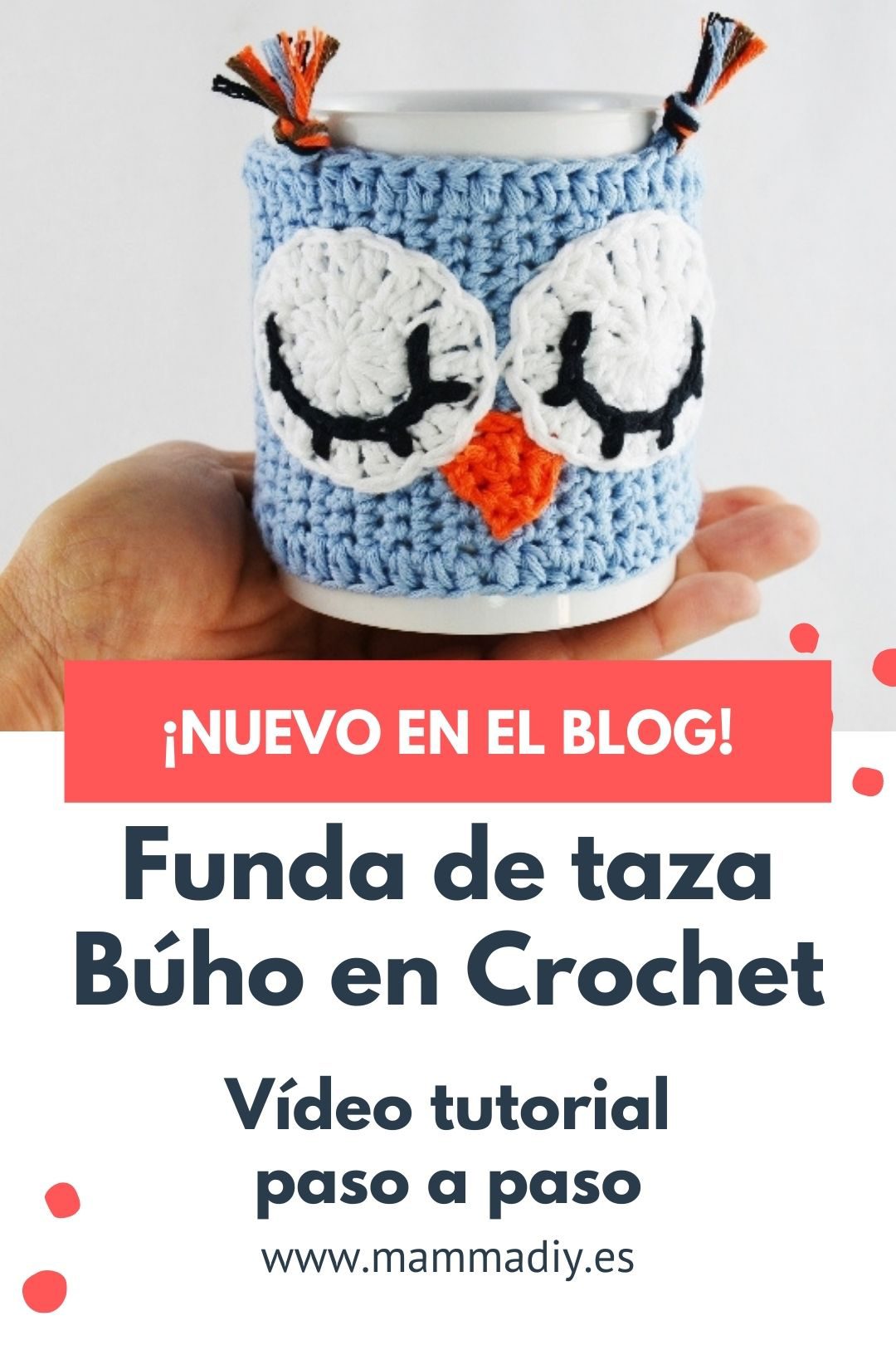 funda de taza búho en crochet