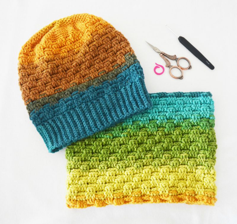 gorro y cuello crochet paint katia 