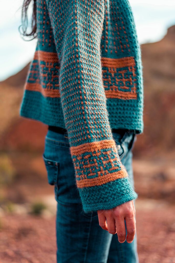 Chakana Cardigan mosaic knitting by cecilia losada